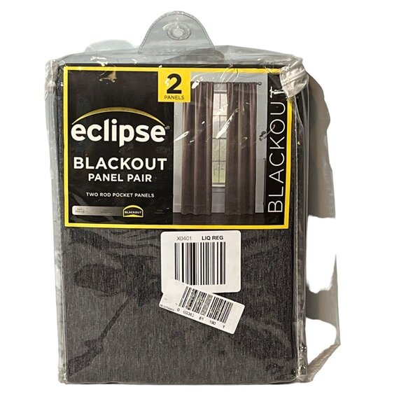 Eclipse Blackout Curtain Black Two Rod Pocket 2 Panels Kerry Solid 37"x95"‎ - Picture 6 of 10